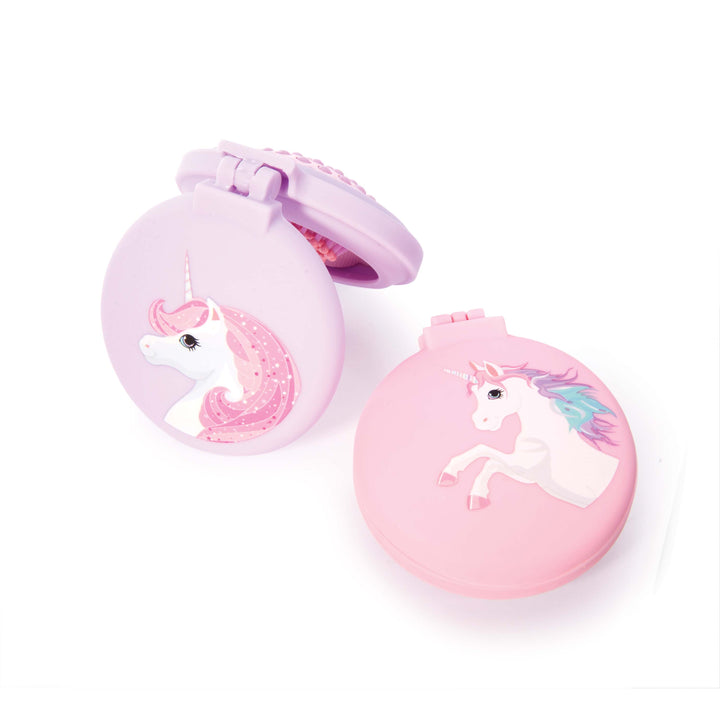 Unicorn Compact Hair Brush and Mirror - Assorted