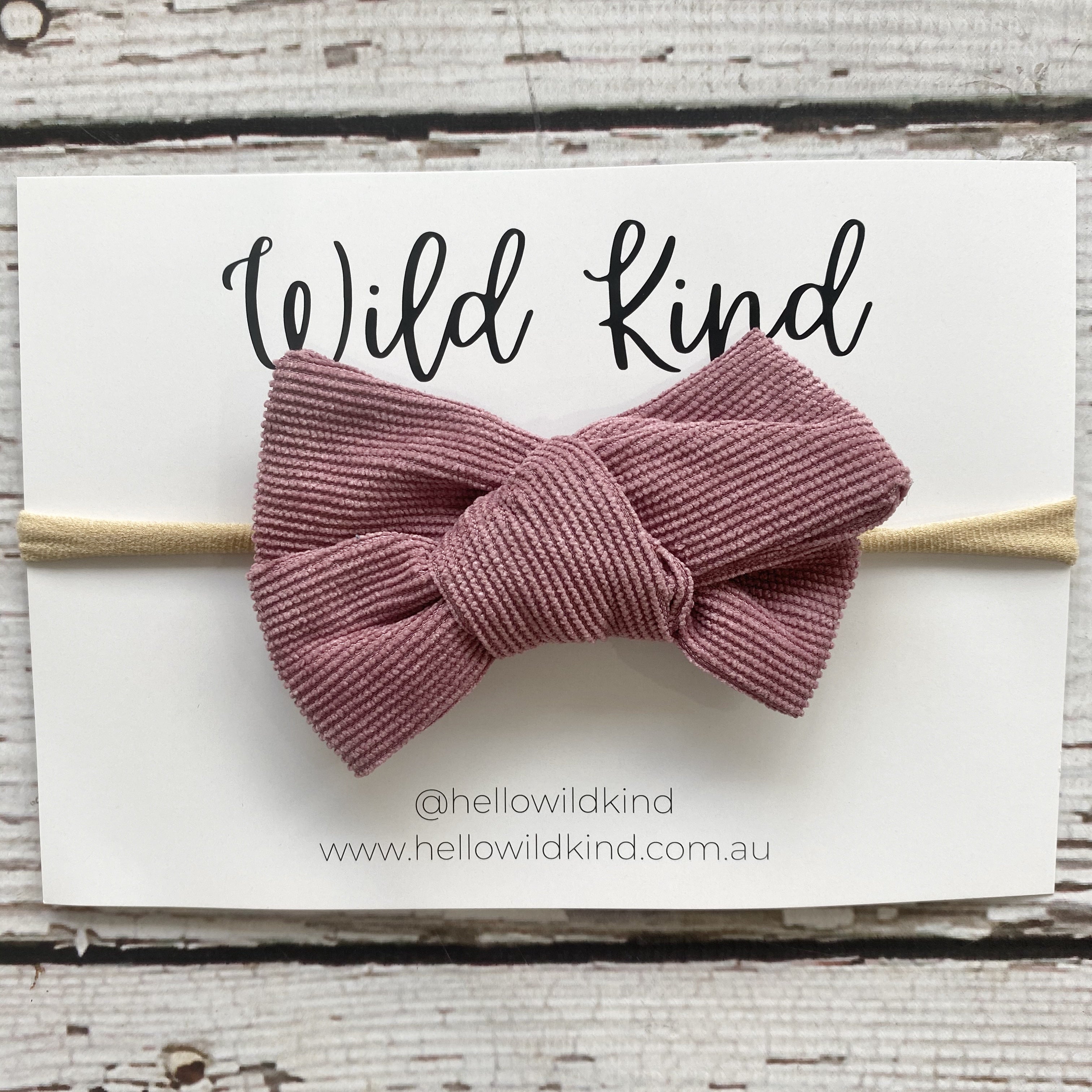 Florence Cord Bow Headband - Dusty Pink