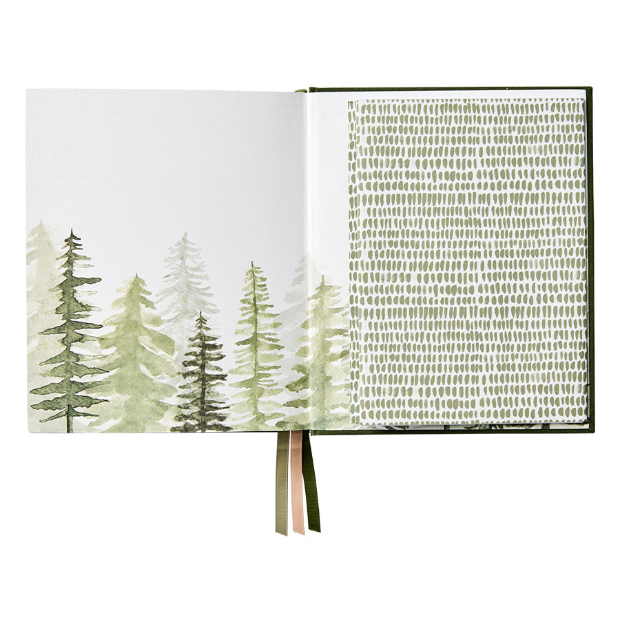 Boxed Linen Cover Luxe Baby Journal - Forest