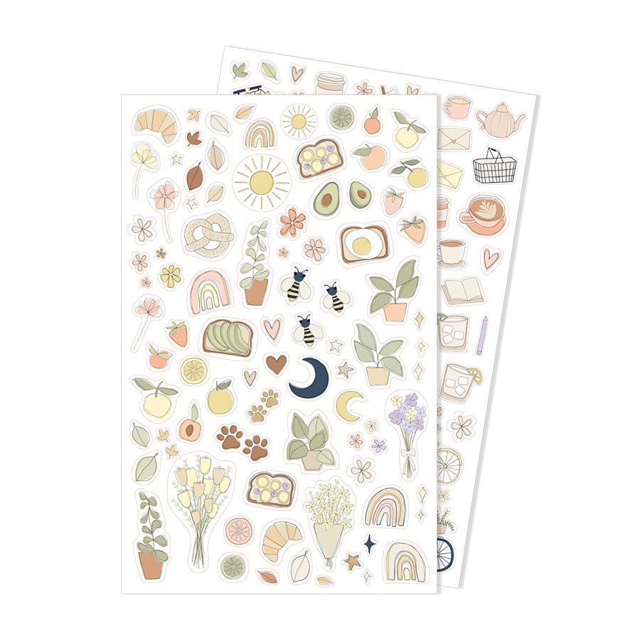 Illustrated Stickers Set | Daily Life | 2 Sheets