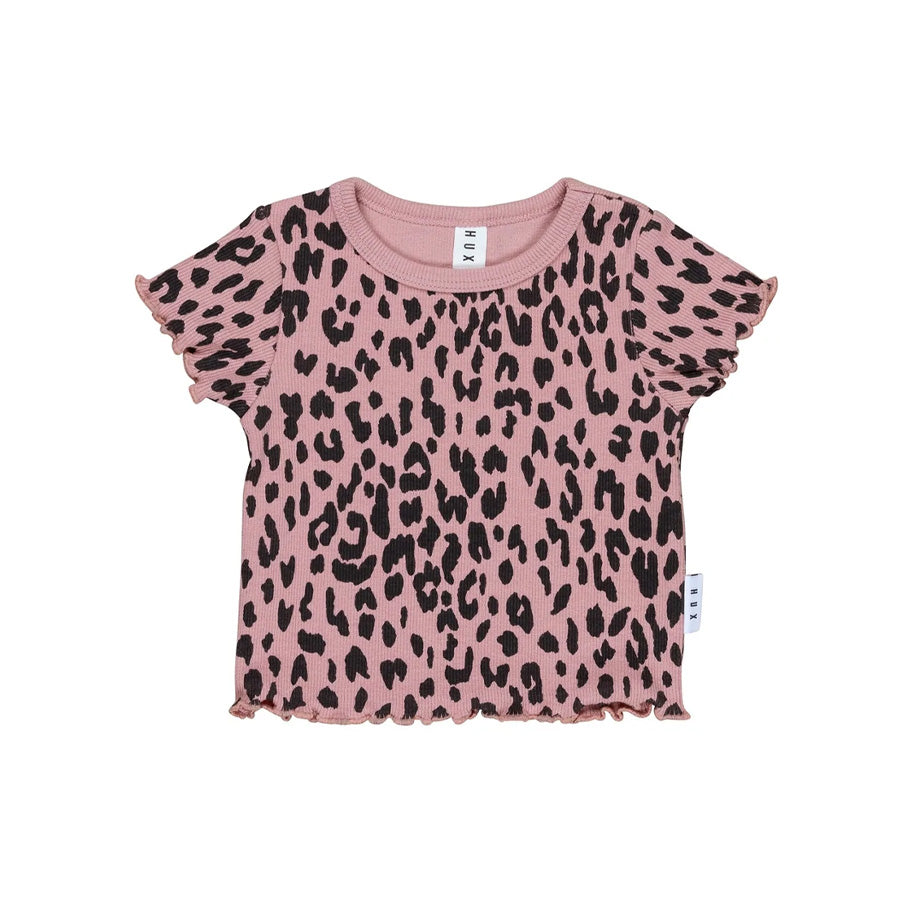Huxbaby AW22 Drop 1 Leopard Rib Tee - Dusty Rose