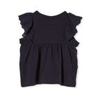 Milky Navy Broderie Frill Tee
