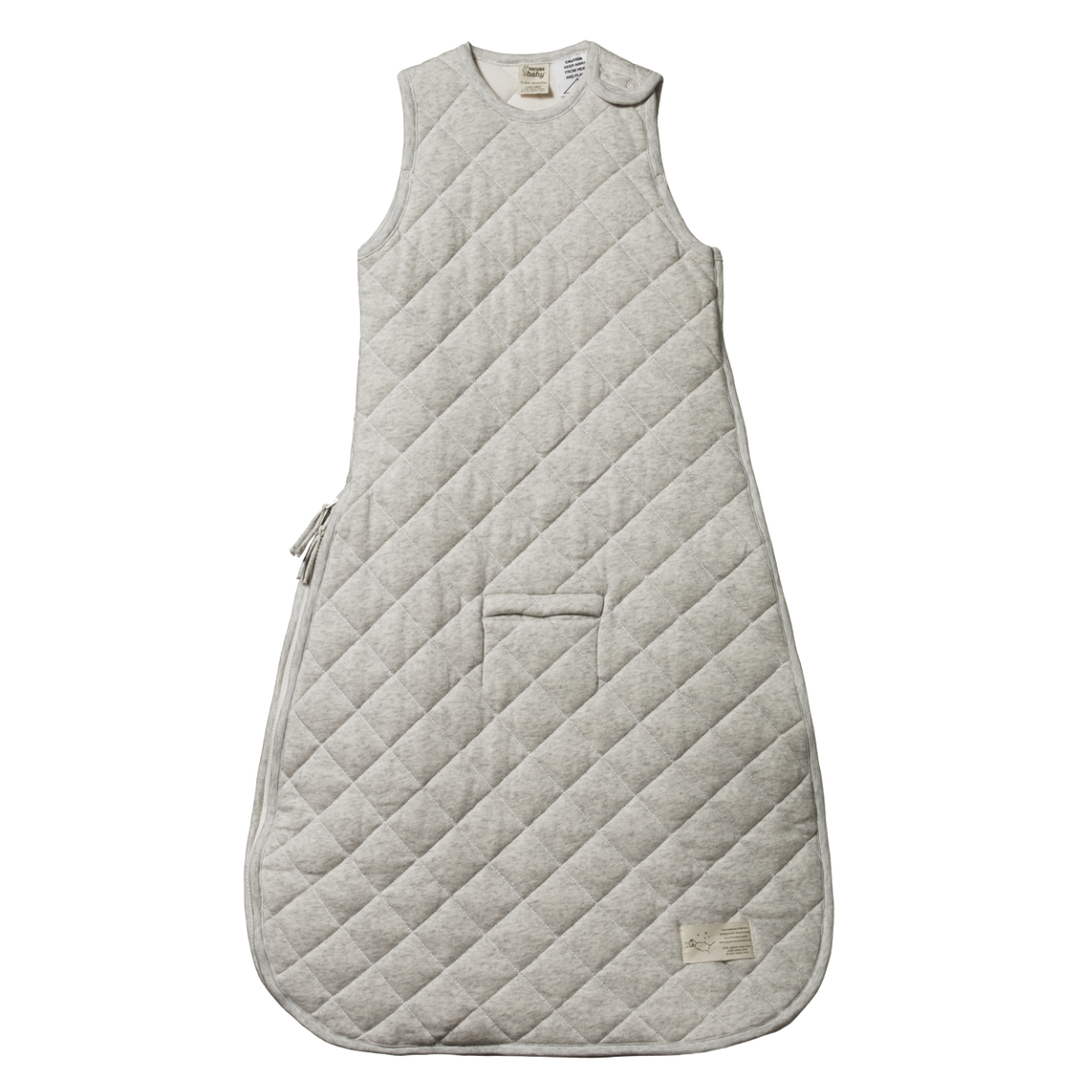 Nature Baby Quilted Cotton & Merino Duvet Sleeping Bag - Light Grey Marl