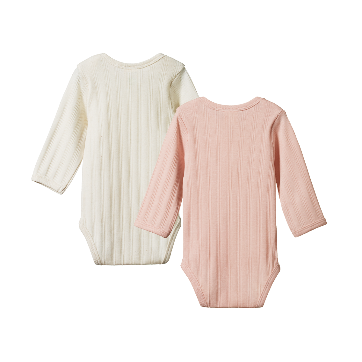 Nature Baby Long Sleeve Bodysuit Derby 2 Pack - Natural/Rose Bud