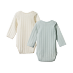 Long Sleeve Bodysuit Derby 2 Pack - Natural/Sea