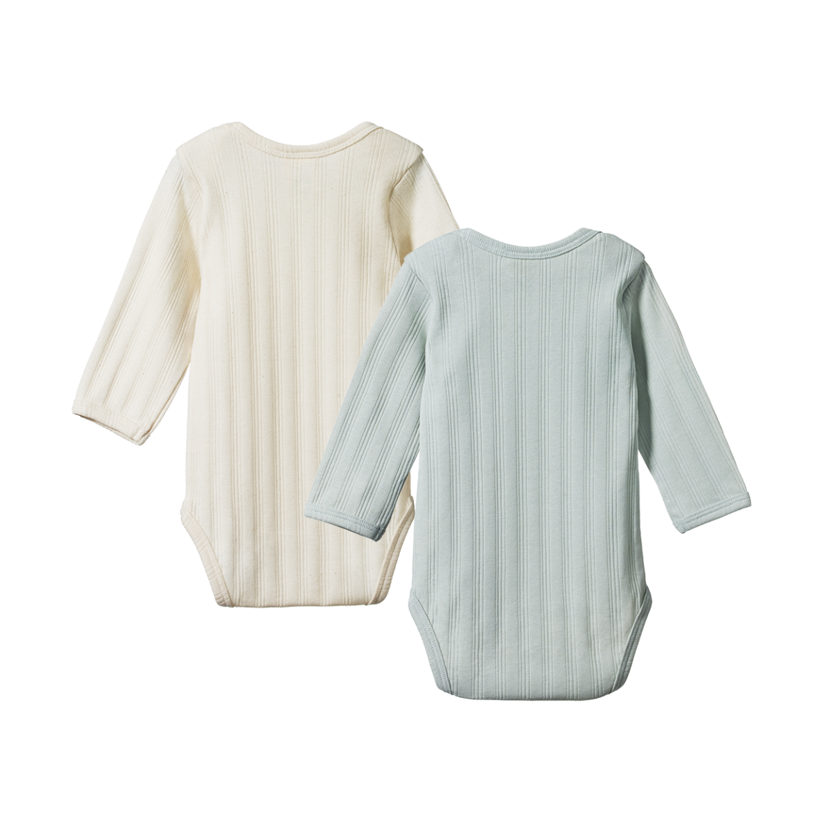 Nature Baby Long Sleeve Bodysuit Derby 2 Pack - Natural/Sea