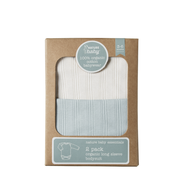 Nature Baby Long Sleeve Bodysuit Derby 2 Pack - Natural/Sea