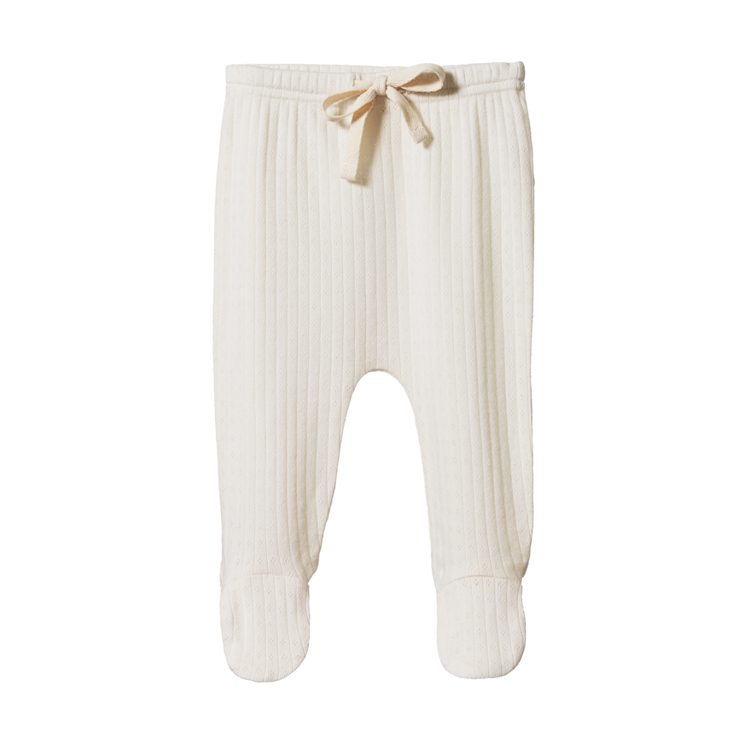 Nature Baby Footed Rompers Pointelle - Natural