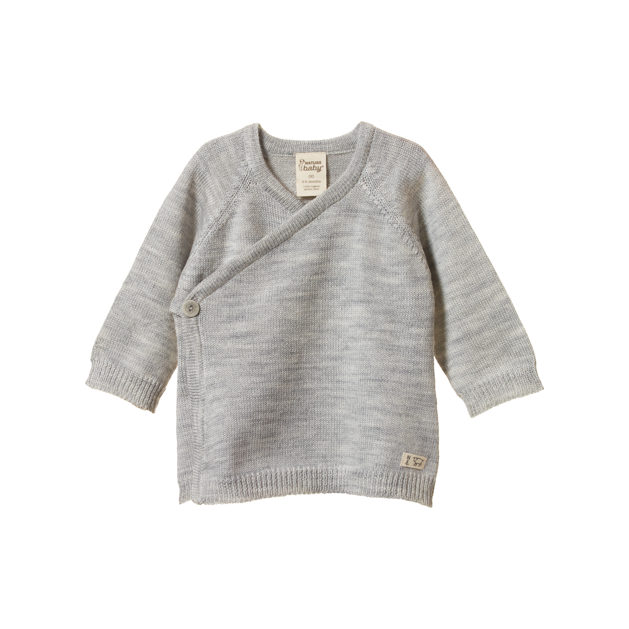 Nature Baby Merino Knit Kimono Jacket - Light Grey Marl