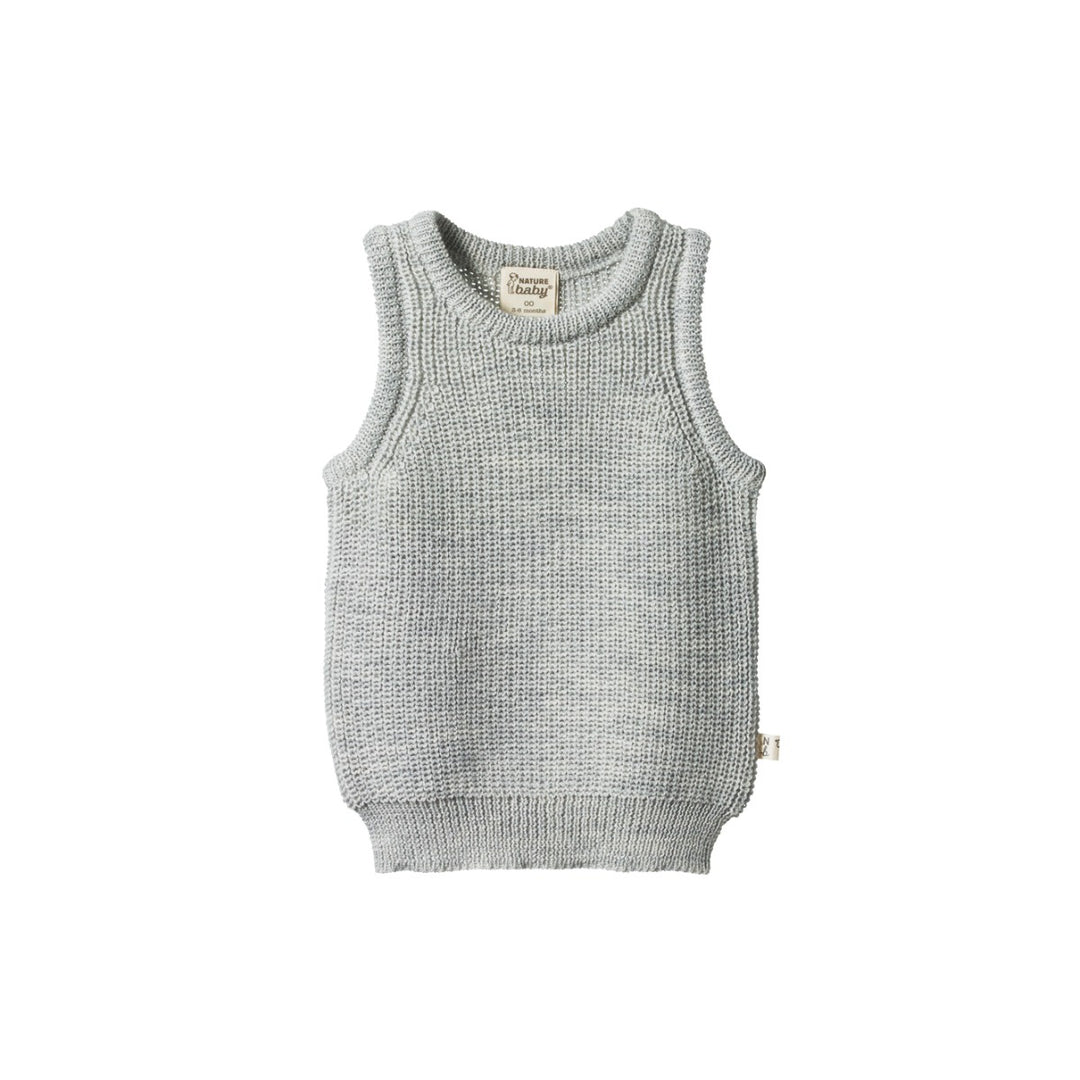 Nature Baby Merino Knit Vest - Light Grey Marl Chunky Knit