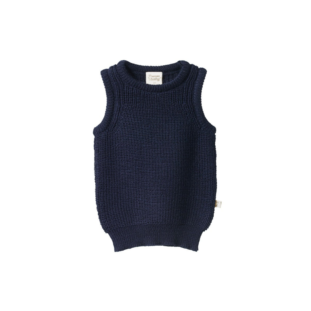 Nature Baby Merino Knit Vest - Navy Chunky Knit