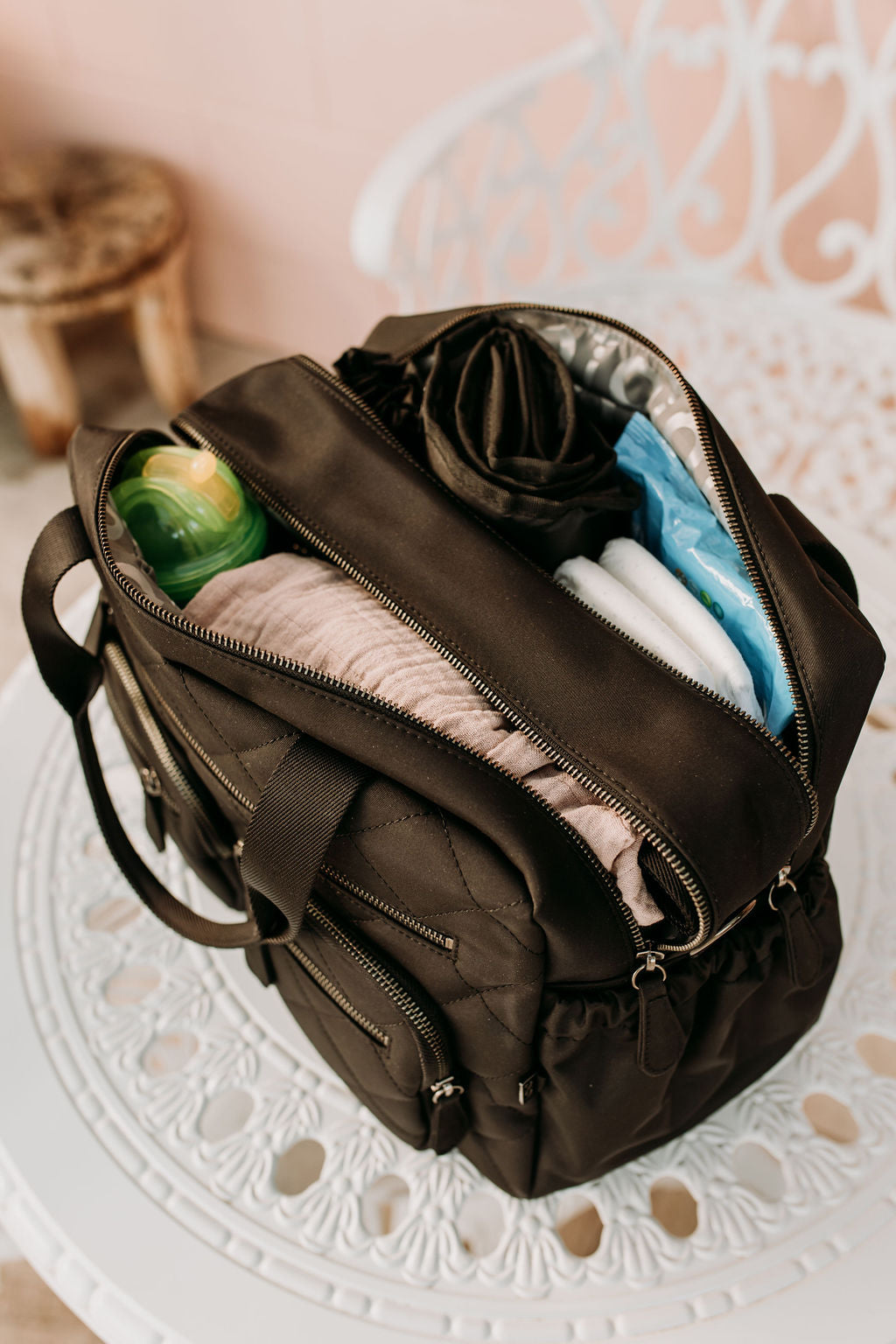 Carry All Nappy Bag - Black Diamond Quilt