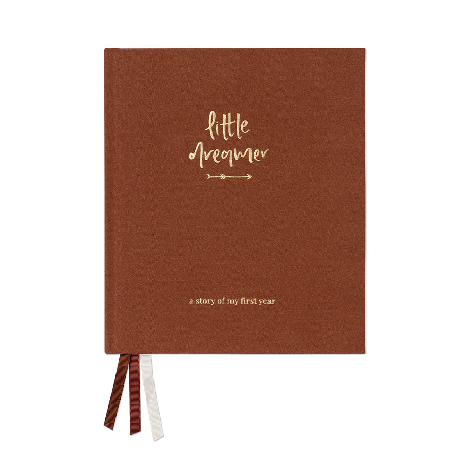 Boxed Linen Cover Luxe Baby Journal - Pecan