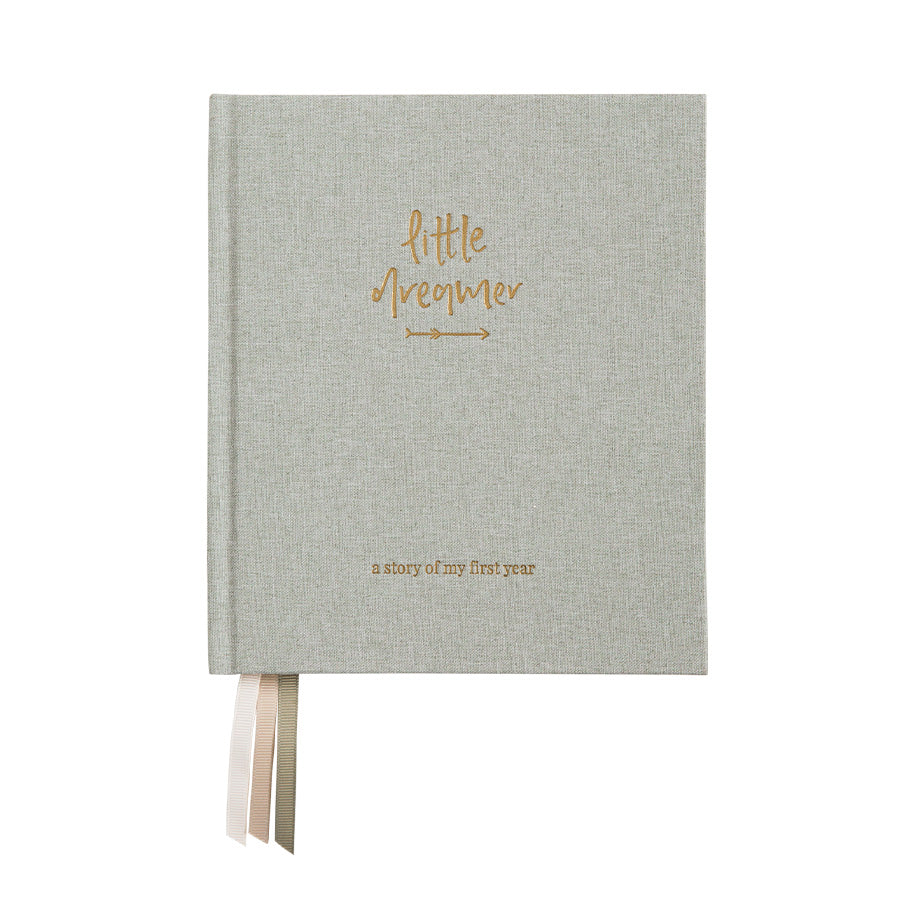 Boxed Linen Cover Luxe Baby Journal - Sage Green