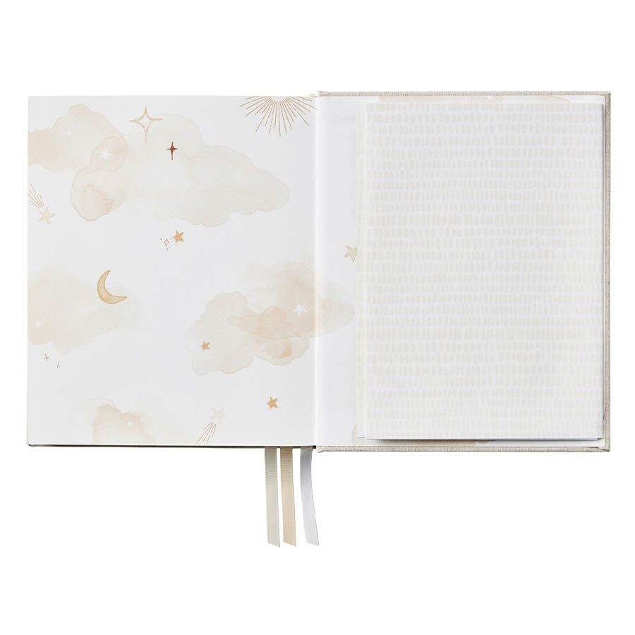 Boxed Linen Cover Luxe Baby Journal - Stardust