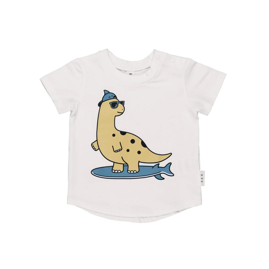 Huxbaby T-Shirt Surfin Dino - White