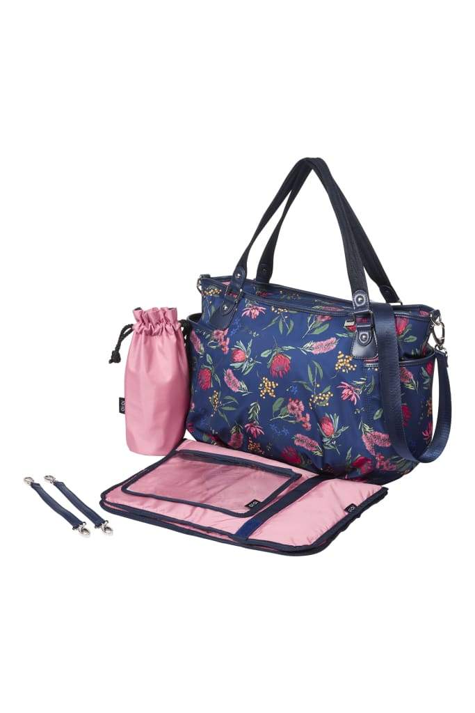 Nappy Bag Tote - Navy Botanical
