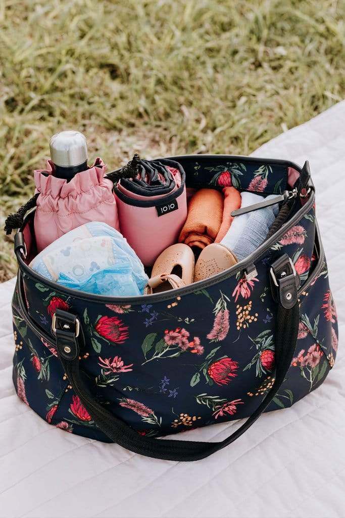 Nappy Bag Tote - Navy Botanical