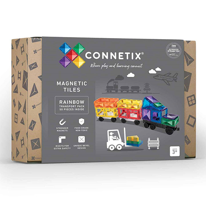 Connetix Tiles - 50 Piece Transport Pack | Rainbow