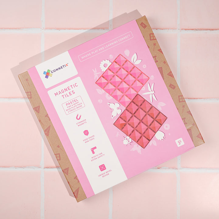 Connetix Tiles - 2 Piece Base Plate Set | Pink/Berry